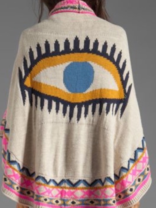 Mara Hoffman Sweaters - Hard to Find Mara Hoffman Cream Knit Evil Eye Poncho size One Size